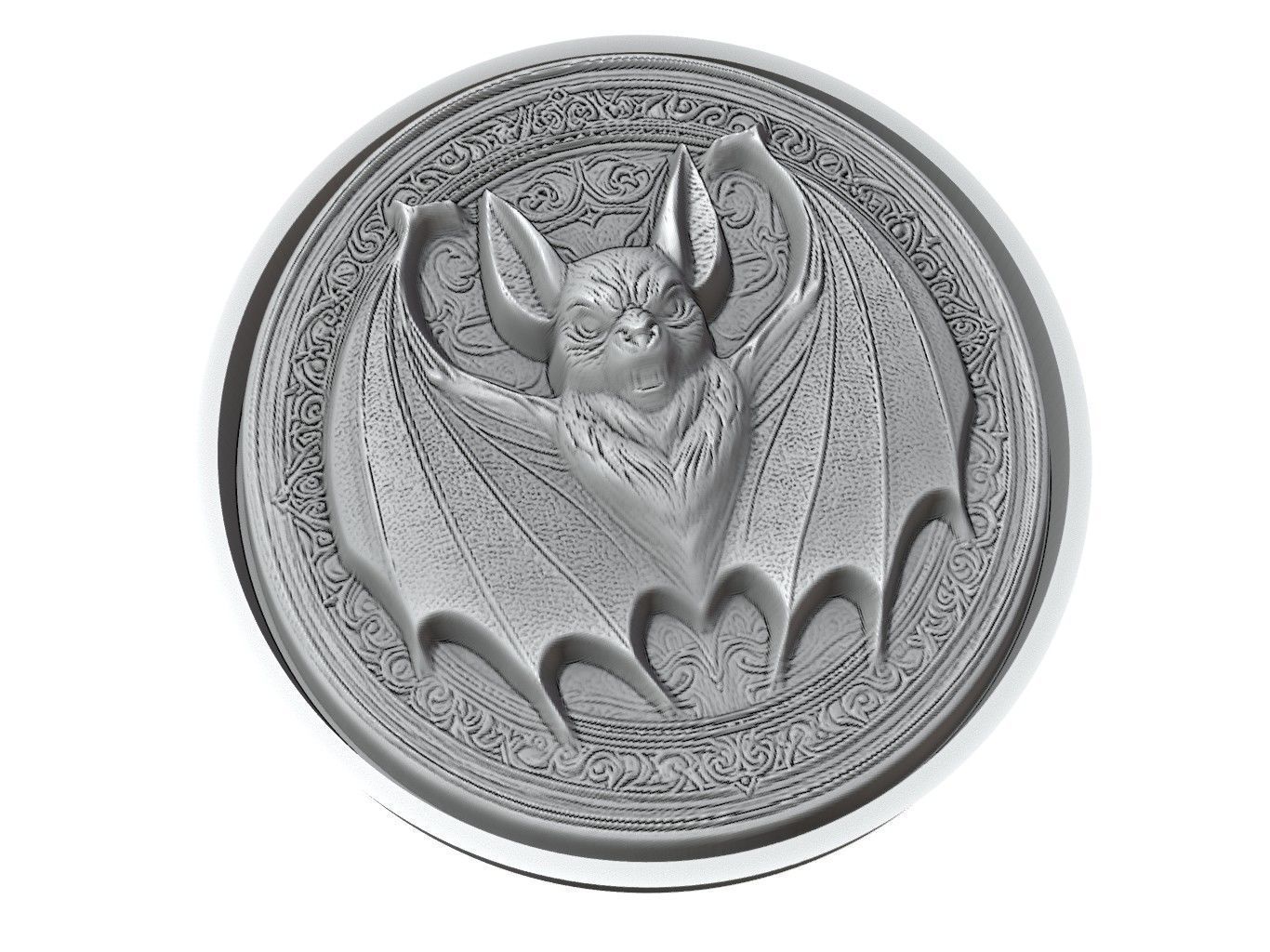 Bat Animal Medallion 3D print model_3