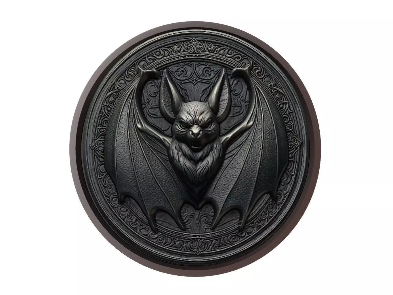 Bat Animal Medallion 3D print model_0