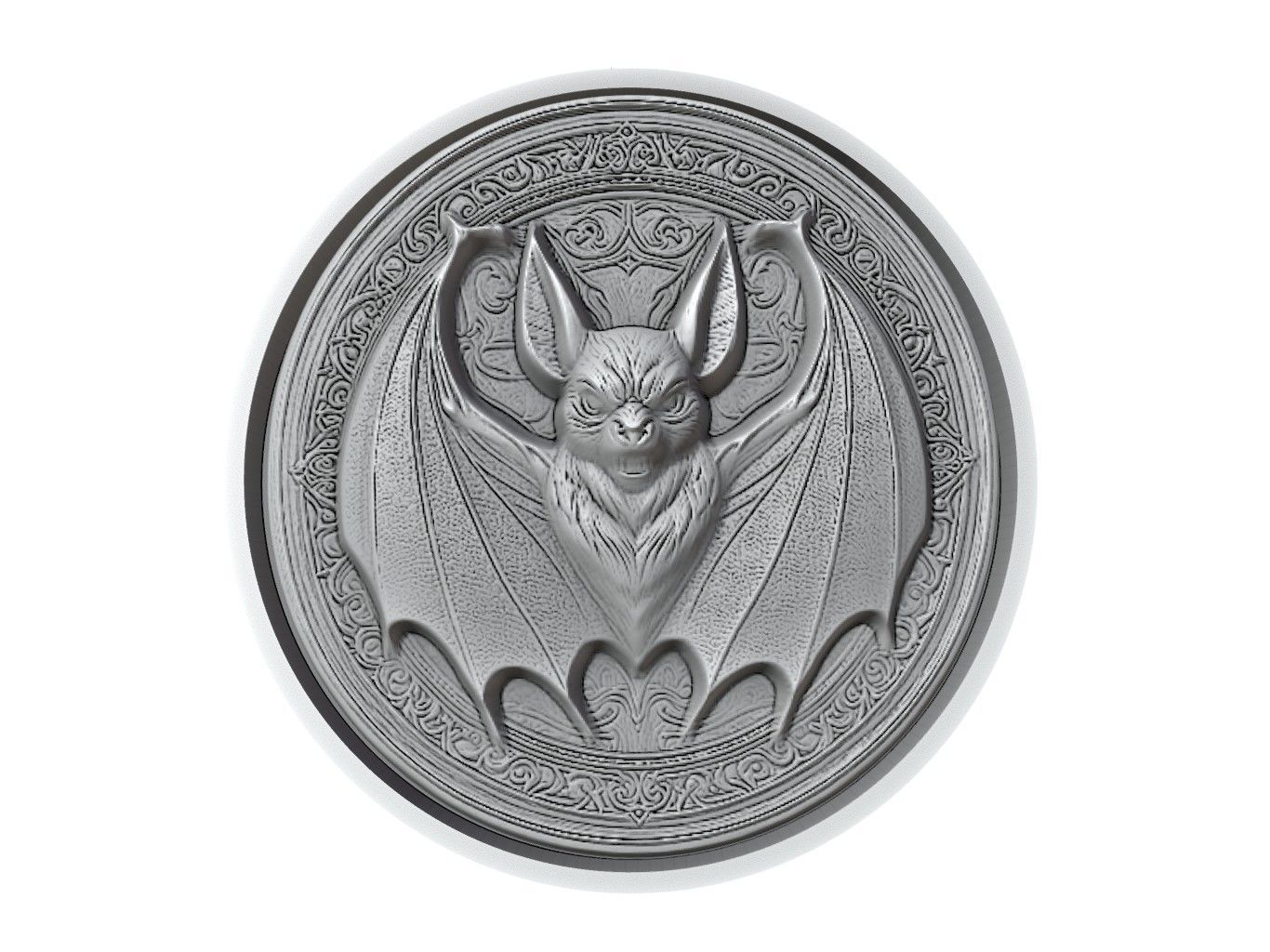Bat Animal Medallion 3D print model_2