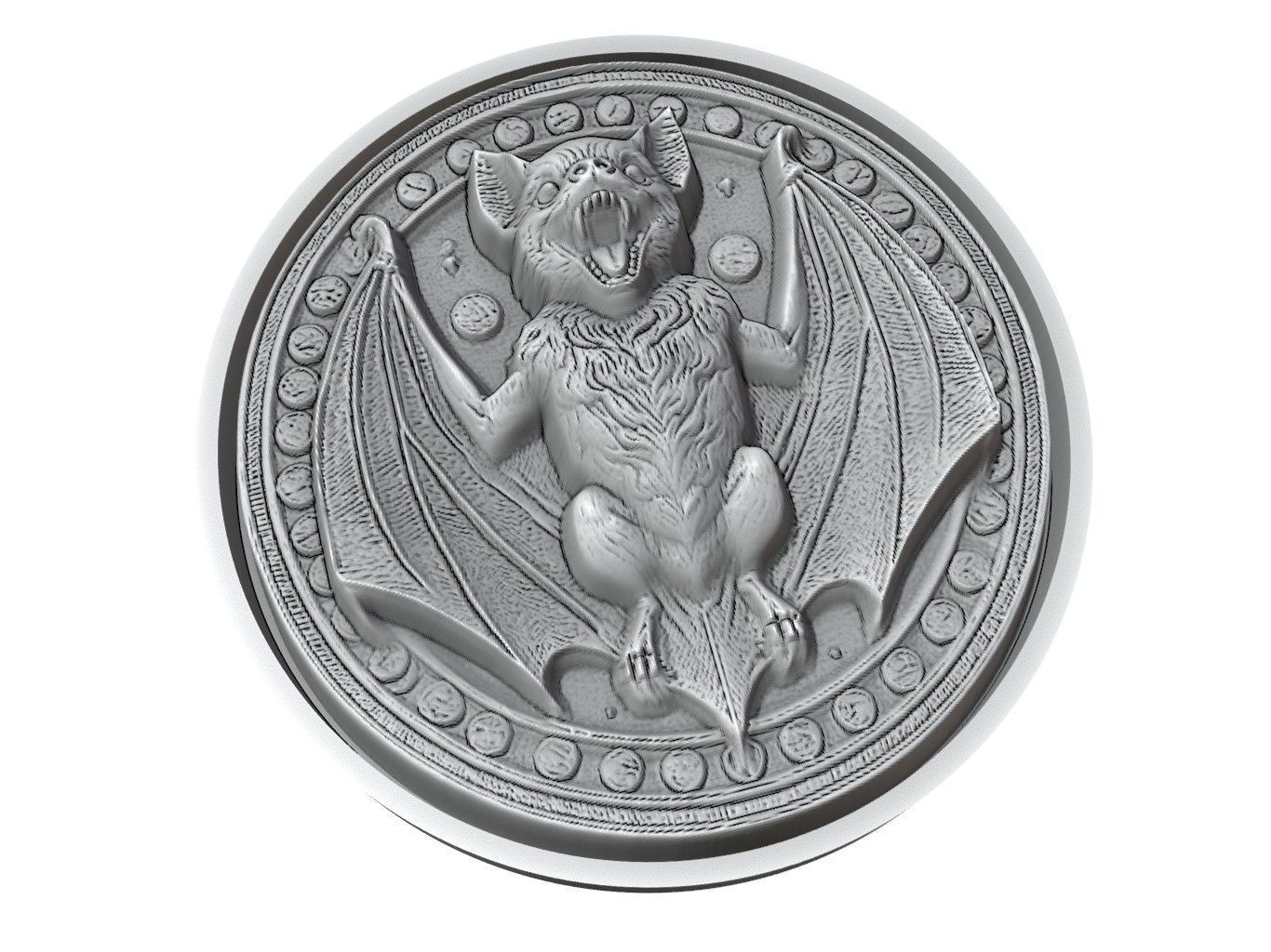 Bat Animal Medallion 3D print model_3