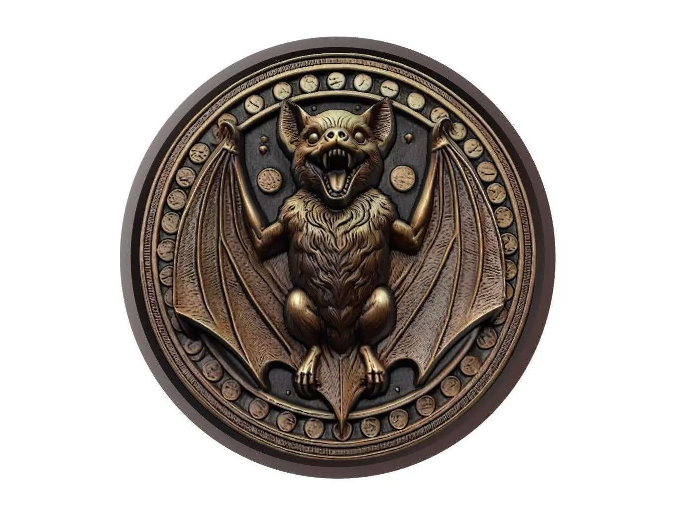 Bat Animal Medallion 3D print model_0