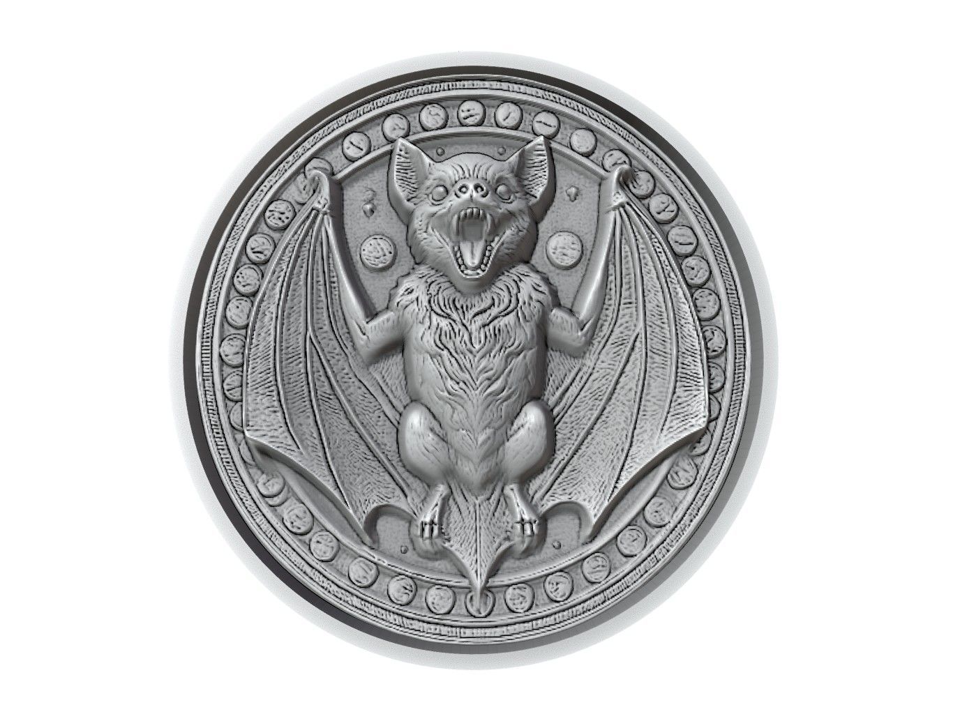 Bat Animal Medallion 3D print model_2