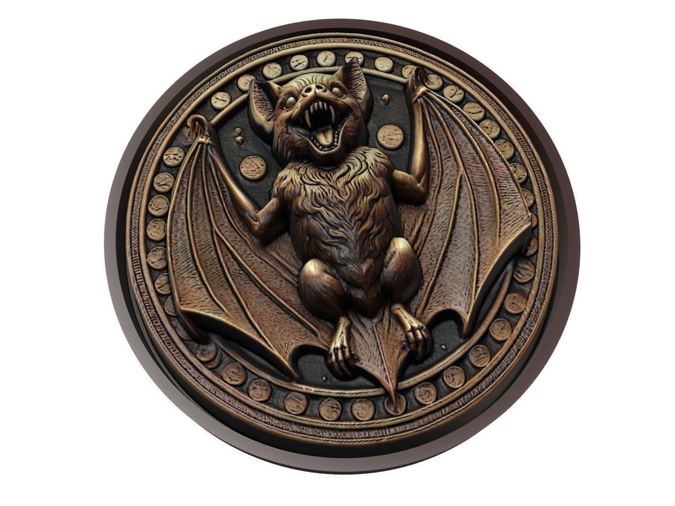 Bat Animal Medallion 3D print model_1