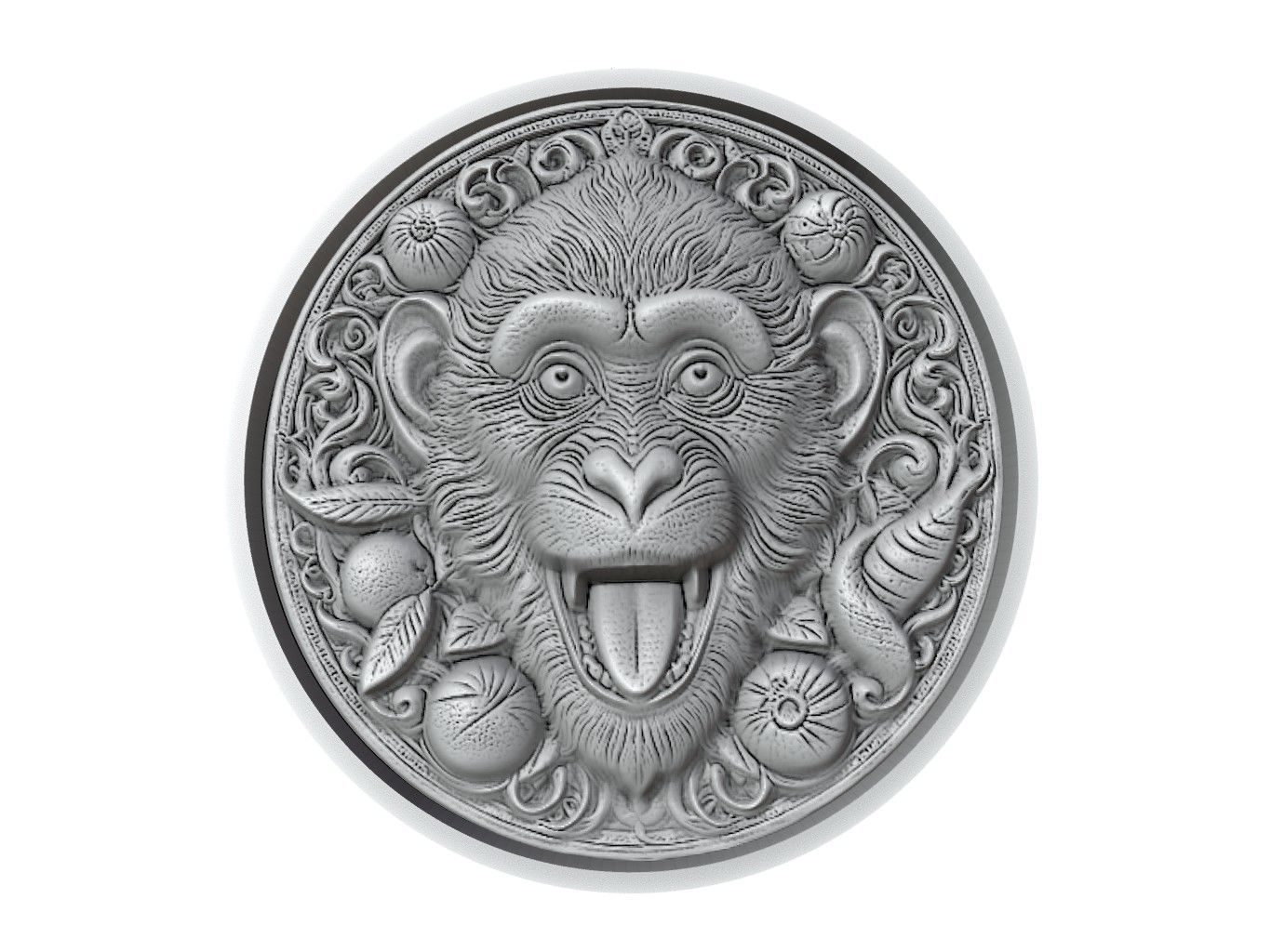 Monkey Animal Medallion 3D print model_2