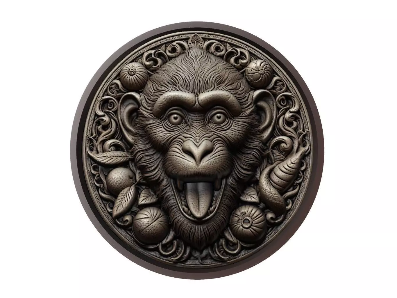 Monkey Animal Medallion 3D print model_0
