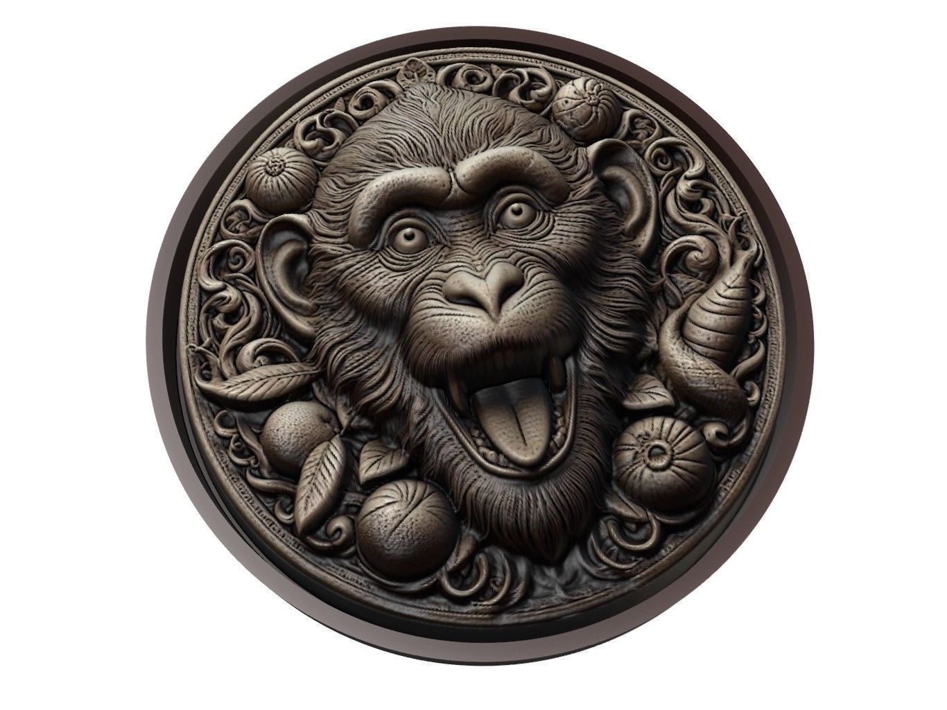 Monkey Animal Medallion 3D print model_1