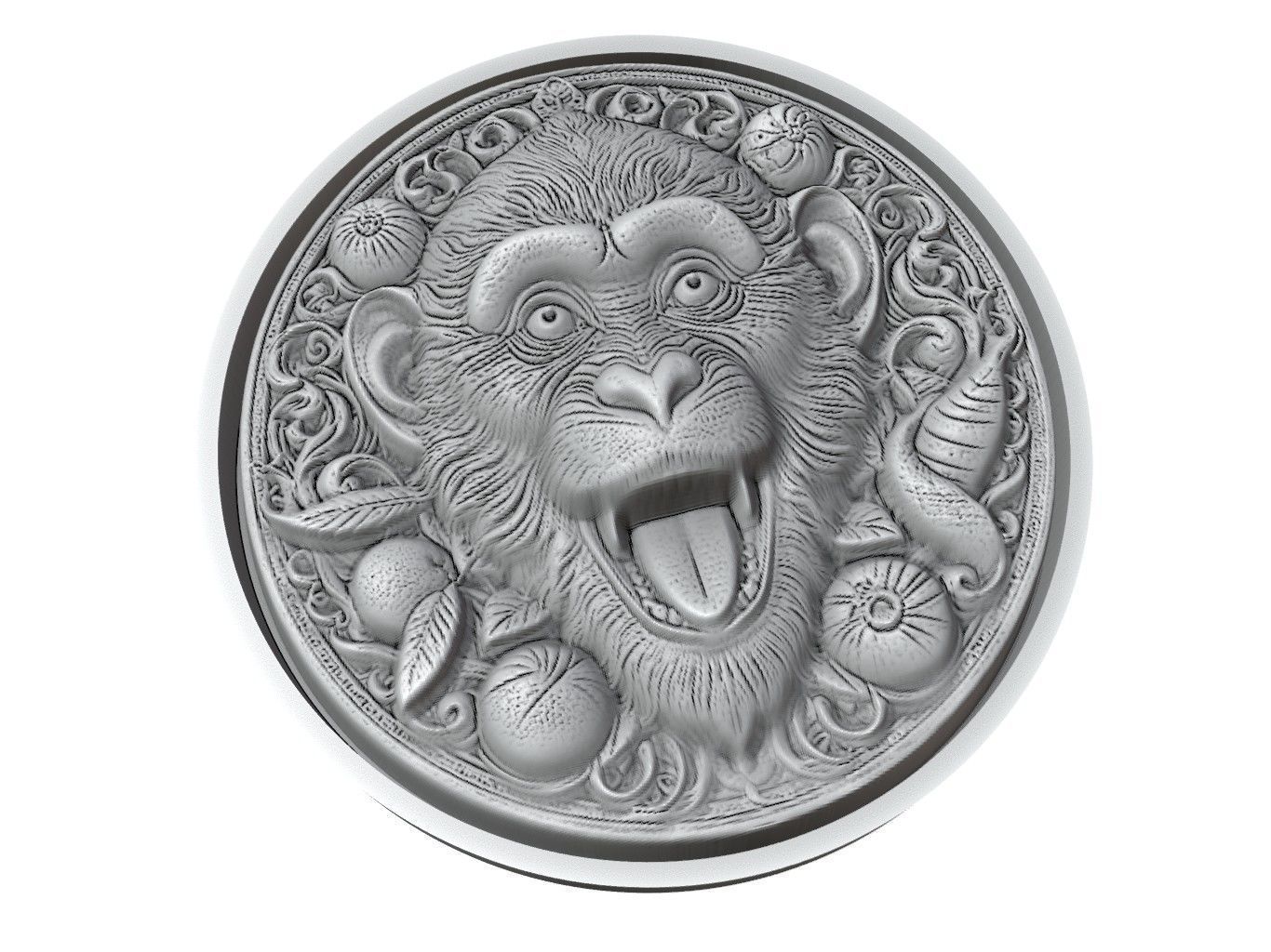 Monkey Animal Medallion 3D print model_3