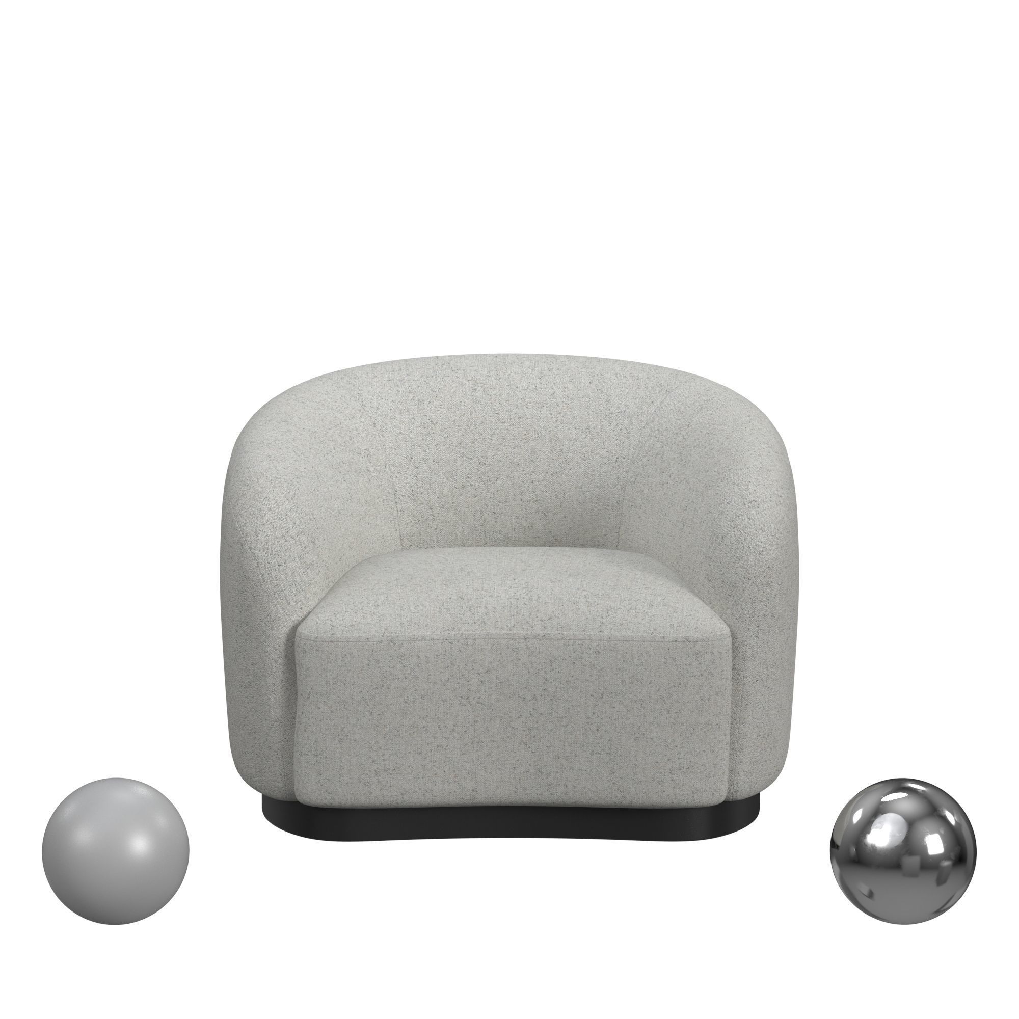 Beverly Swivel Accent Chair Ivory 3D model_1