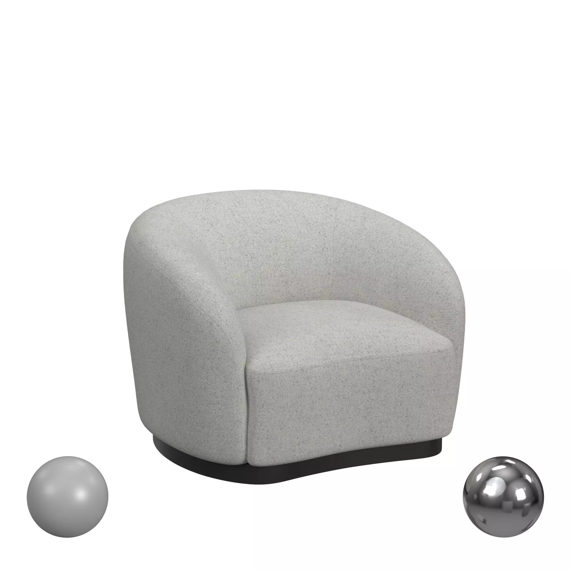 Beverly Swivel Accent Chair Ivory 3D model_0