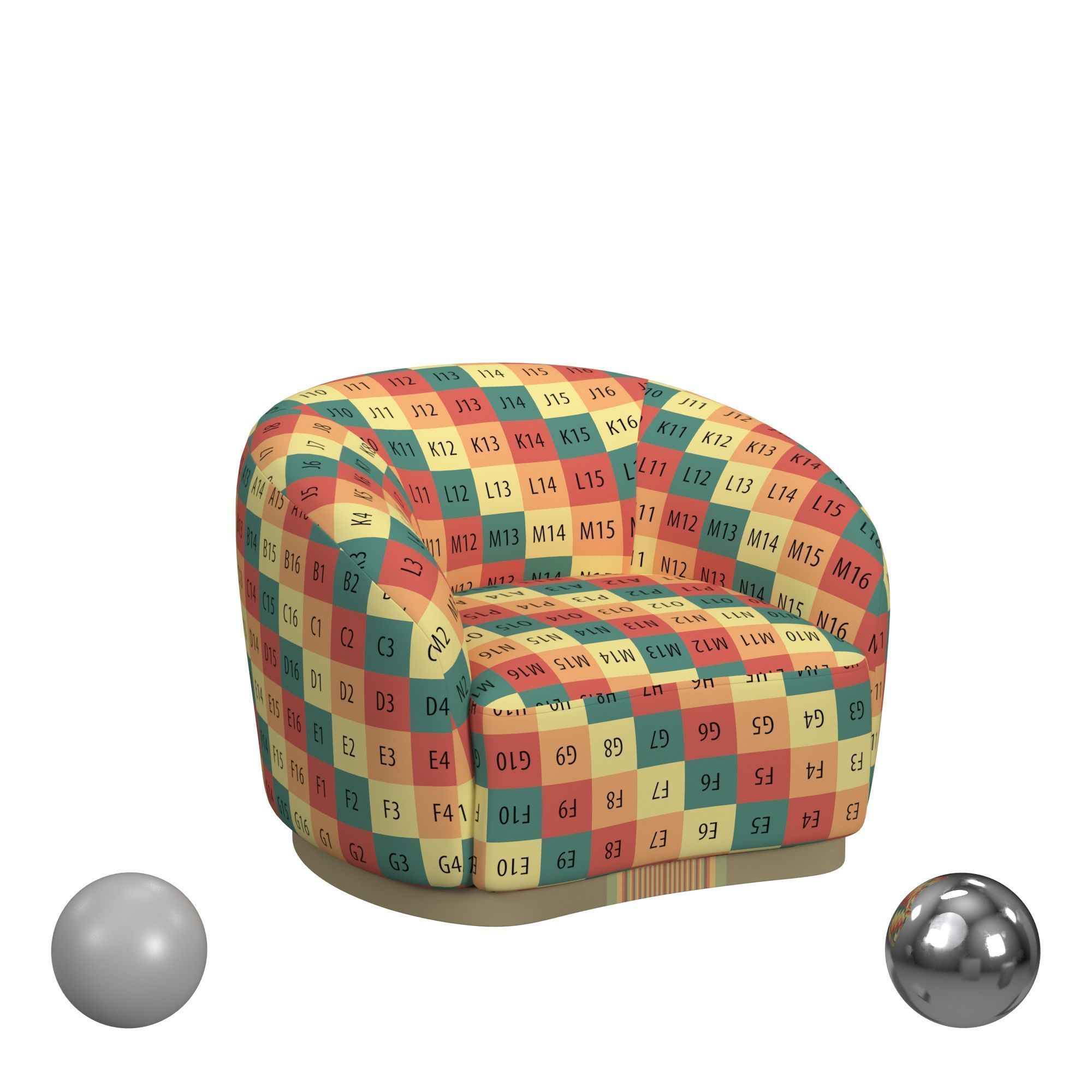 Beverly Swivel Accent Chair Ivory 3D model_2