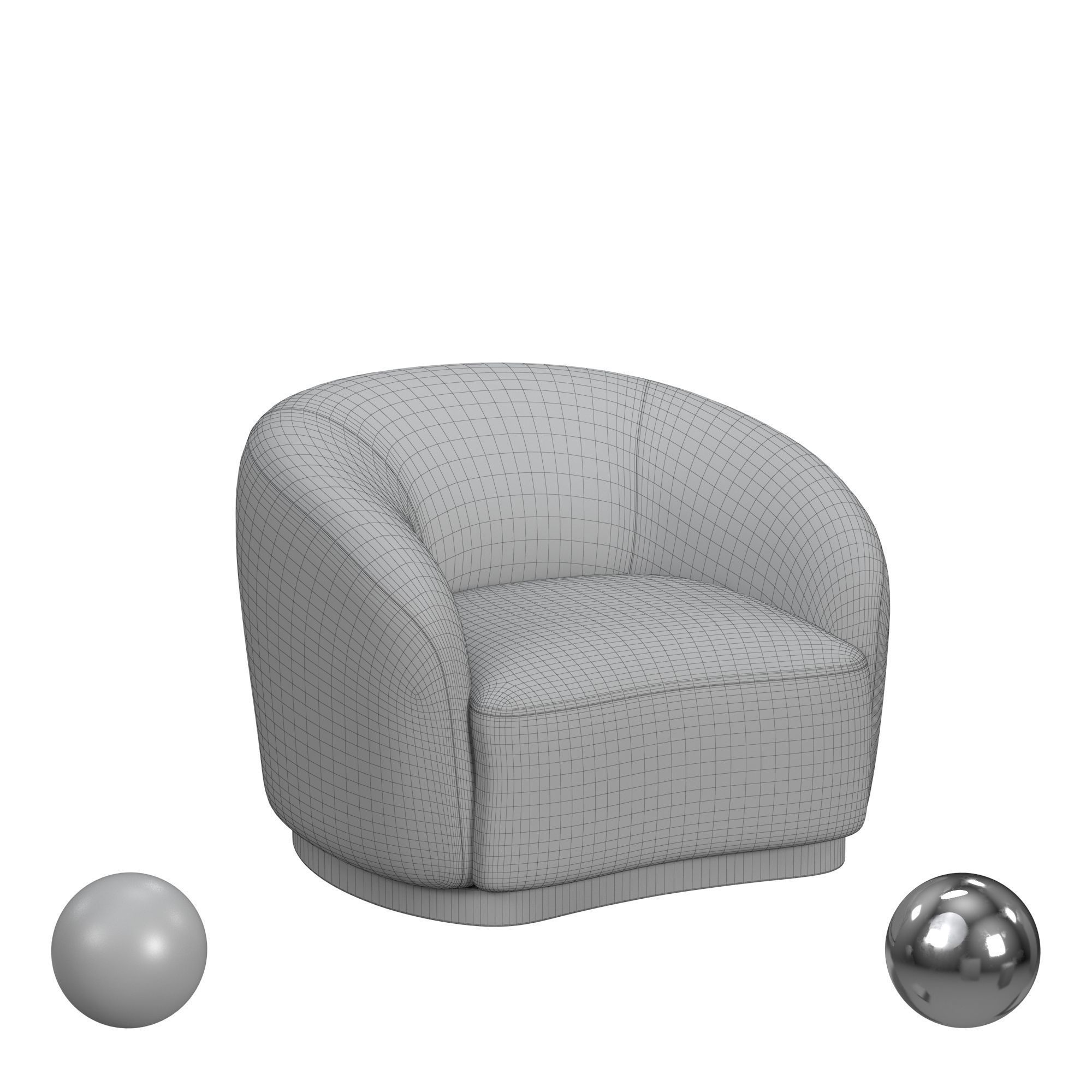 Beverly Swivel Accent Chair Ivory 3D model_3