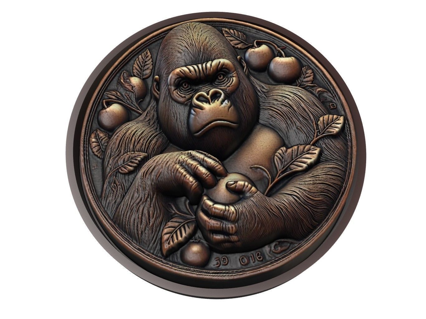 Gorilla Animal Medallion 3D print model_1