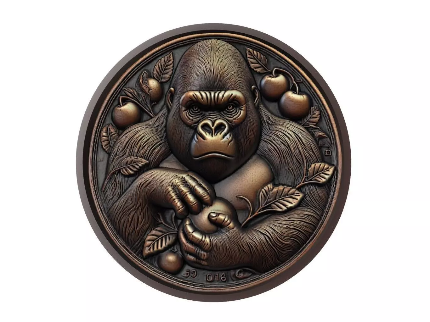 Gorilla Animal Medallion 3D print model_0