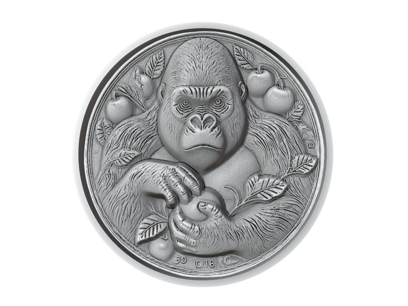 Gorilla Animal Medallion 3D print model_2