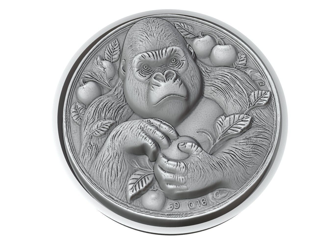 Gorilla Animal Medallion 3D print model_3