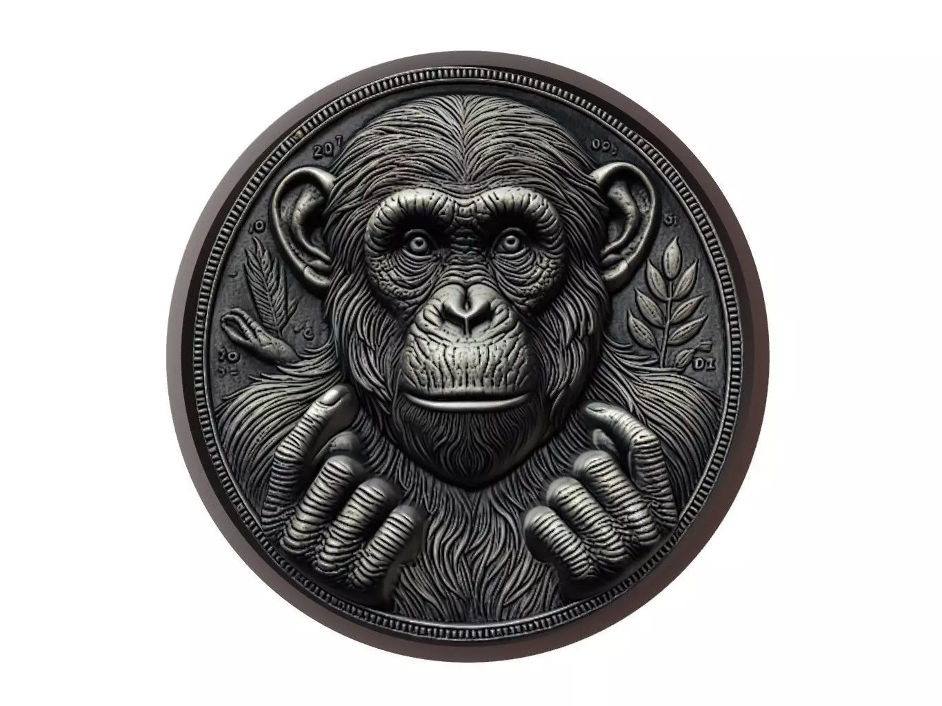 Chimpanzee Animal Medallion 3D print model_0