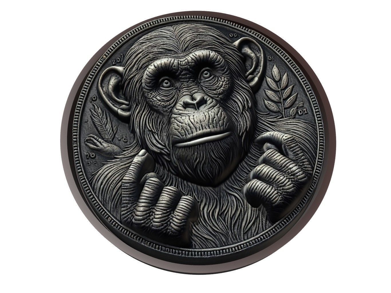 Chimpanzee Animal Medallion 3D print model_1