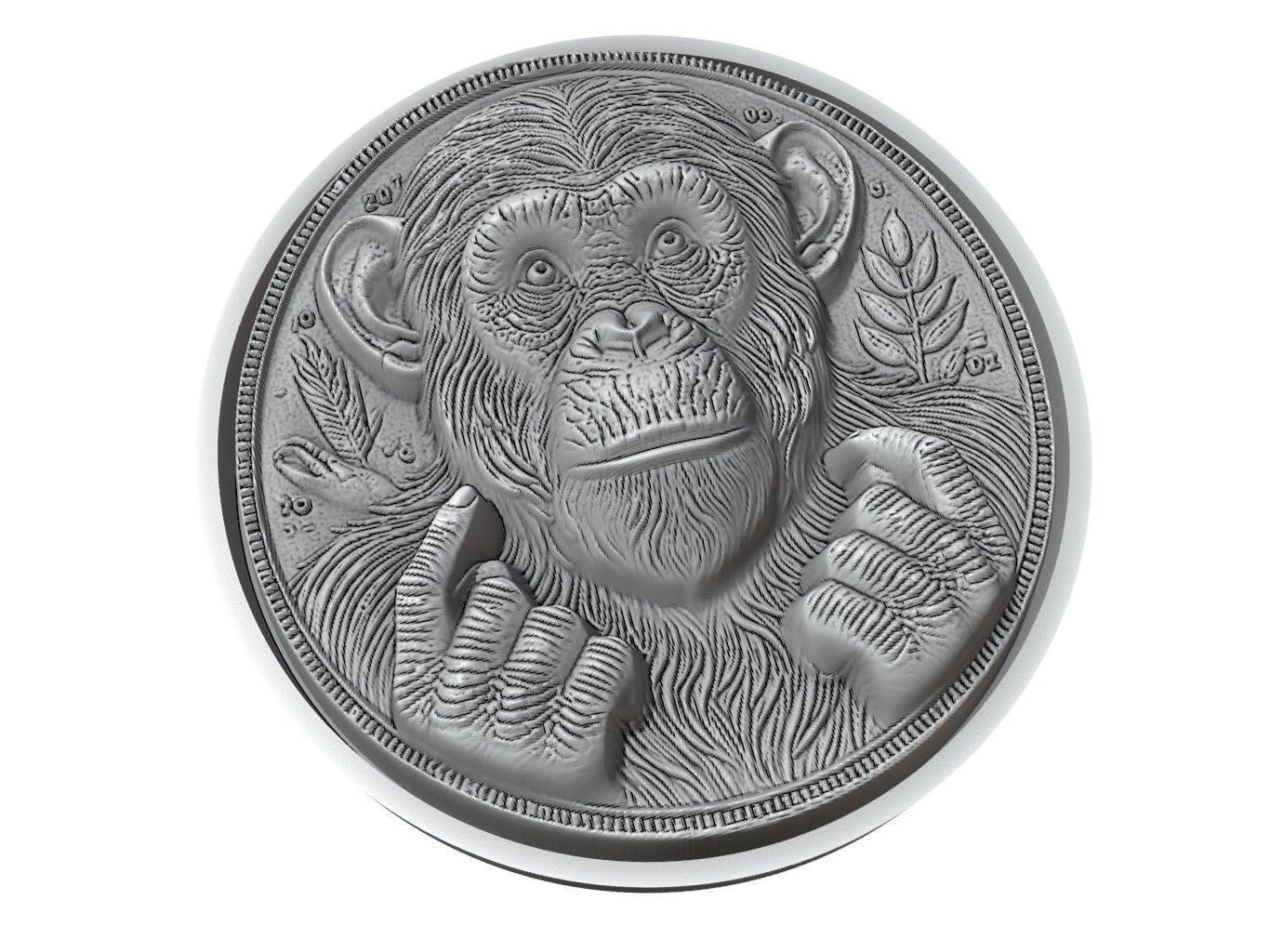 Chimpanzee Animal Medallion 3D print model_3