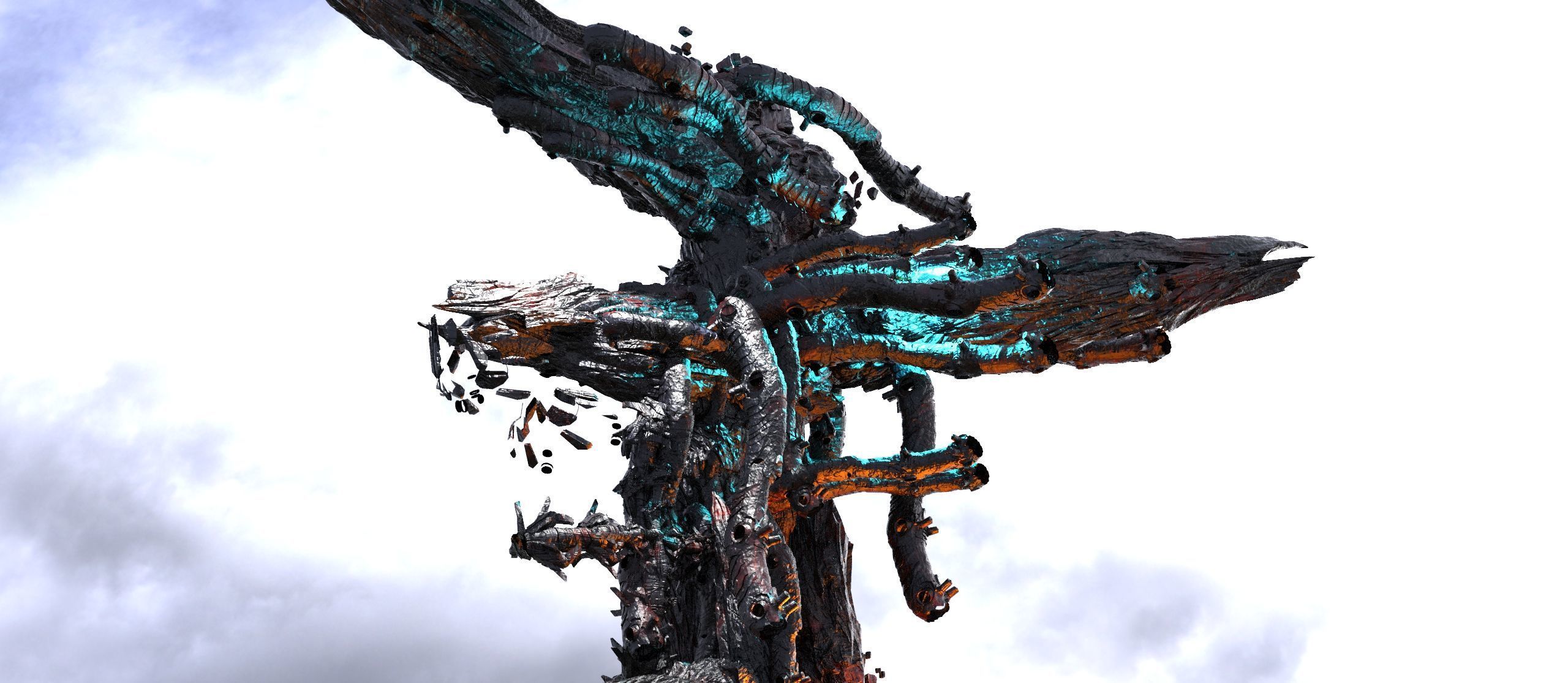 Cyberpunk asteroid Ore Wraith tree 2 3D model_1
