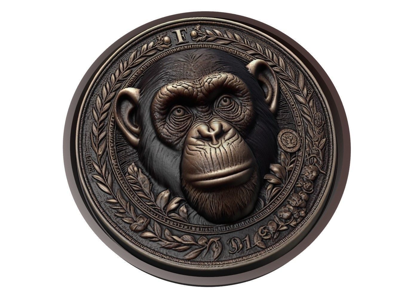 Chimpanzee Animal Medallion 3D print model_1