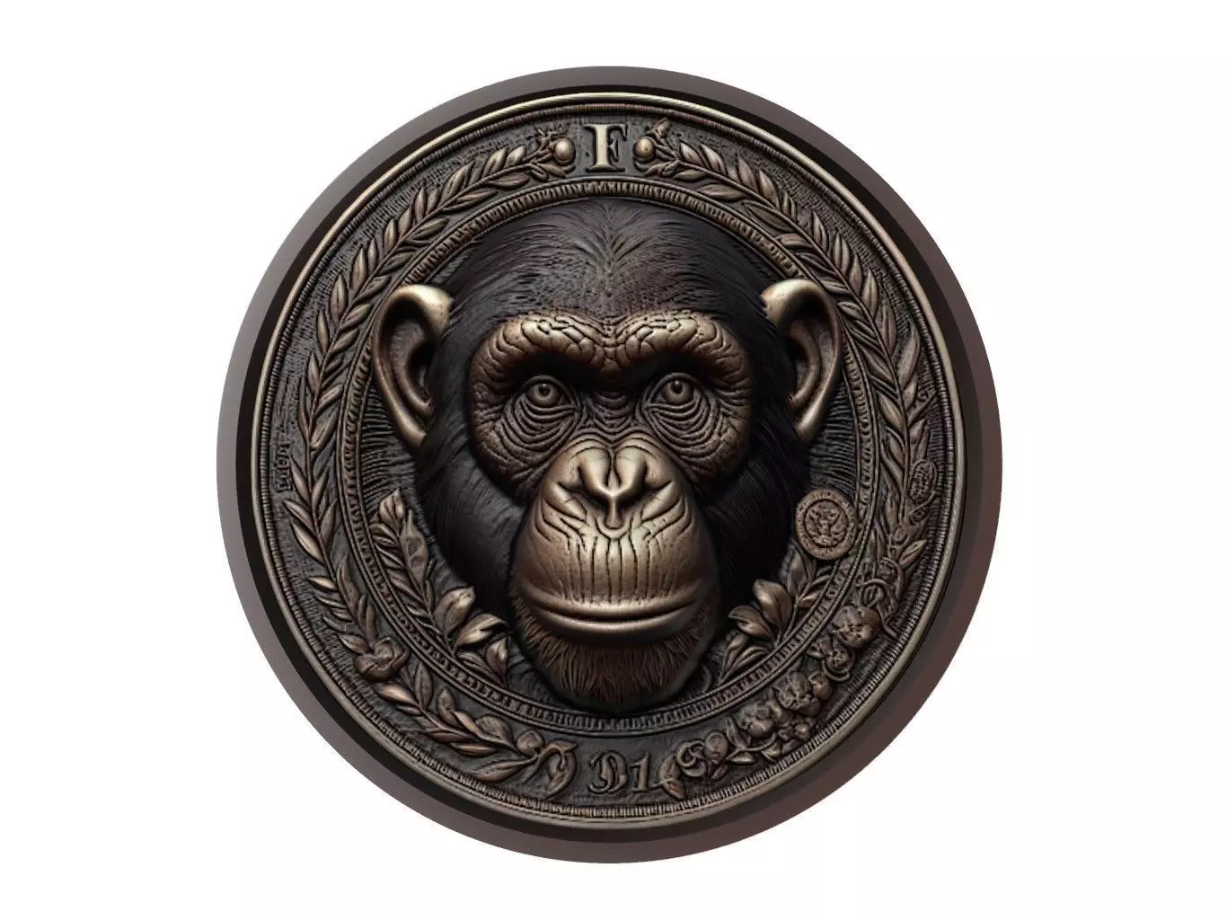 Chimpanzee Animal Medallion 3D print model_0