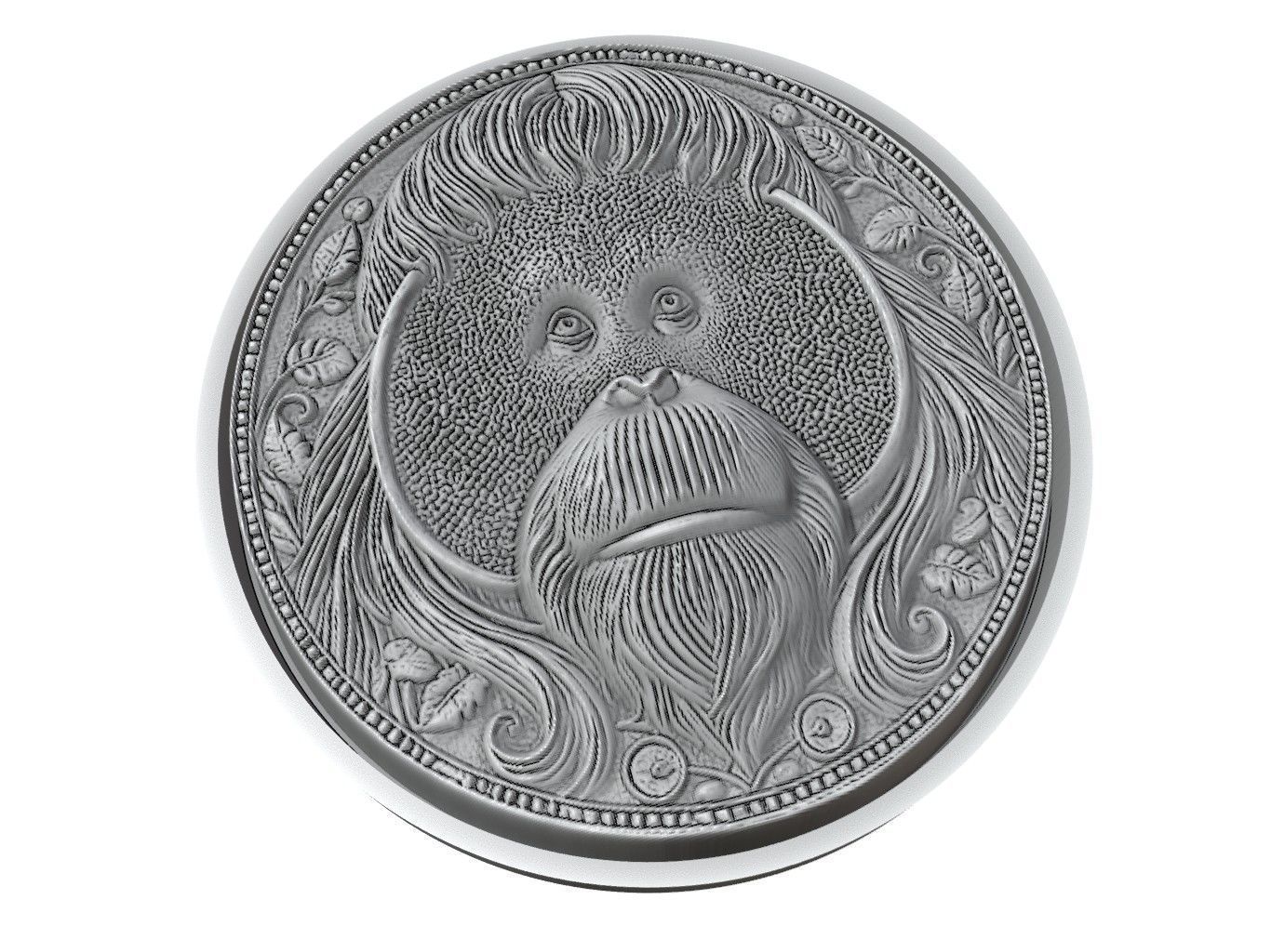 Orangutan Animal Medallion 3D print model_3