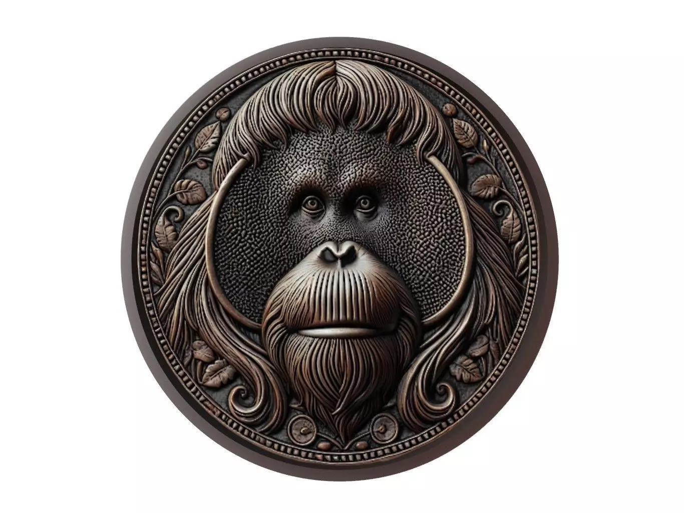 Orangutan Animal Medallion 3D print model_0