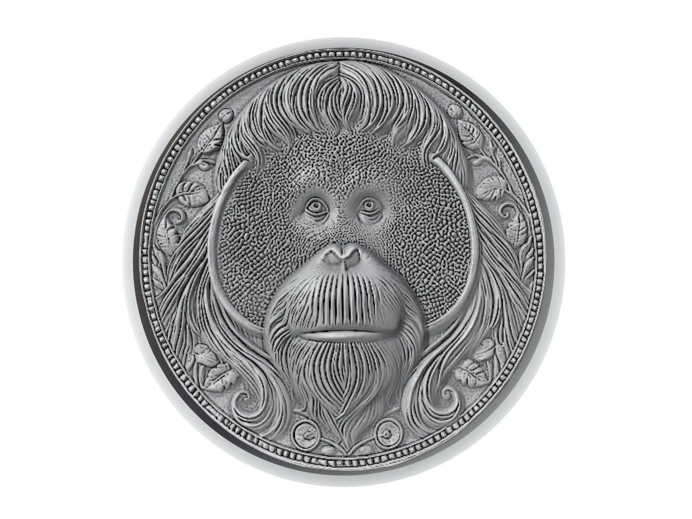 Orangutan Animal Medallion 3D print model_2