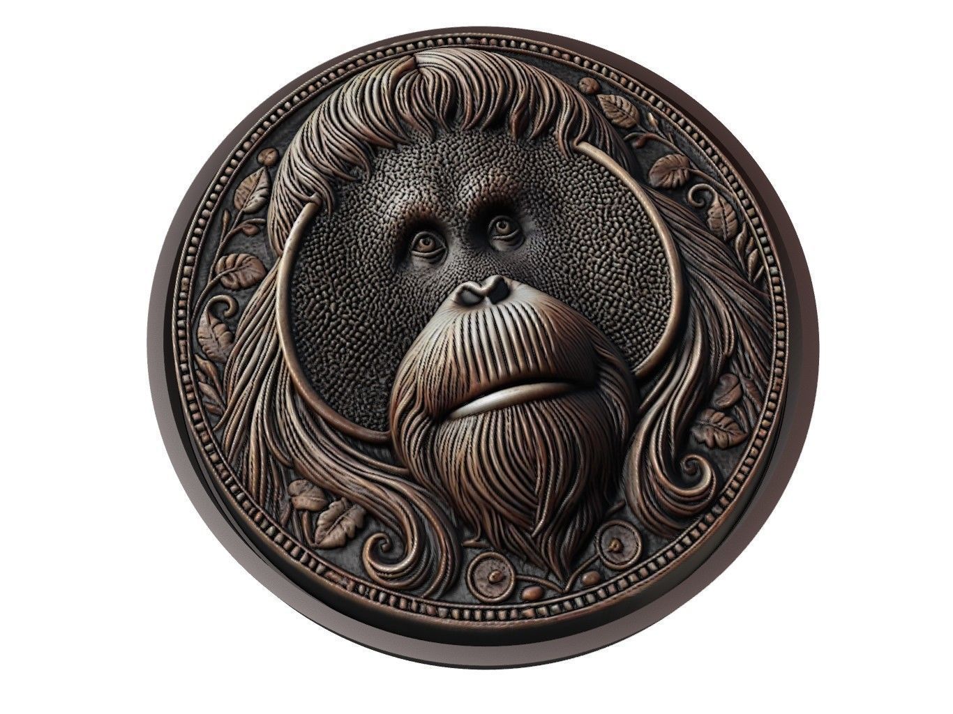 Orangutan Animal Medallion 3D print model_1