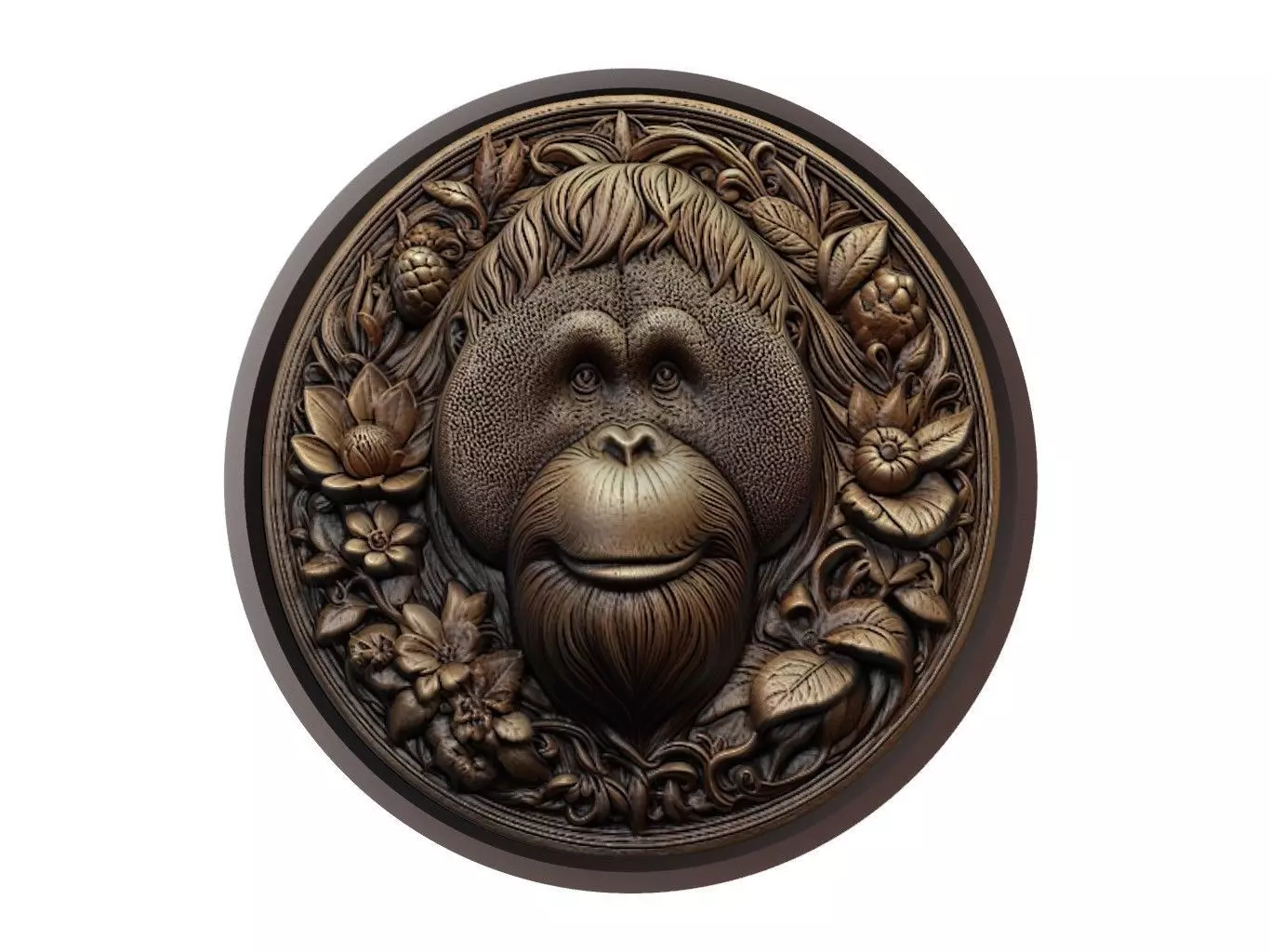 Orangutan Animal Medallion 3D print model_0
