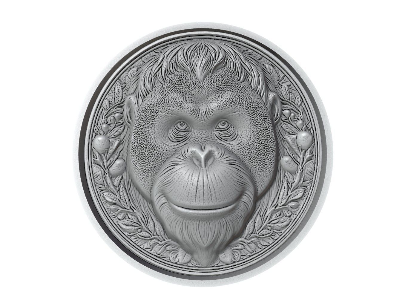 Orangutan Animal Medallion 3D print model_2