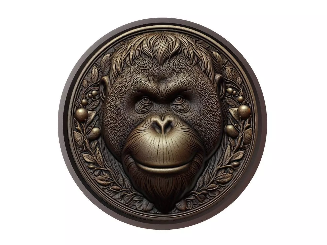 Orangutan Animal Medallion 3D print model_0