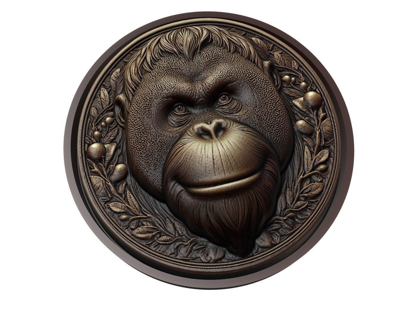 Orangutan Animal Medallion 3D print model_1