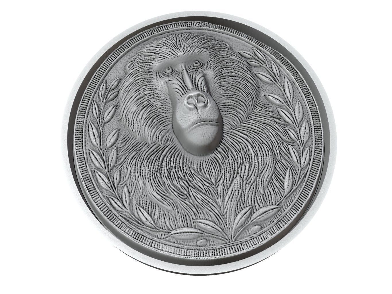 Baboon Animal Medallion 3D print model_3
