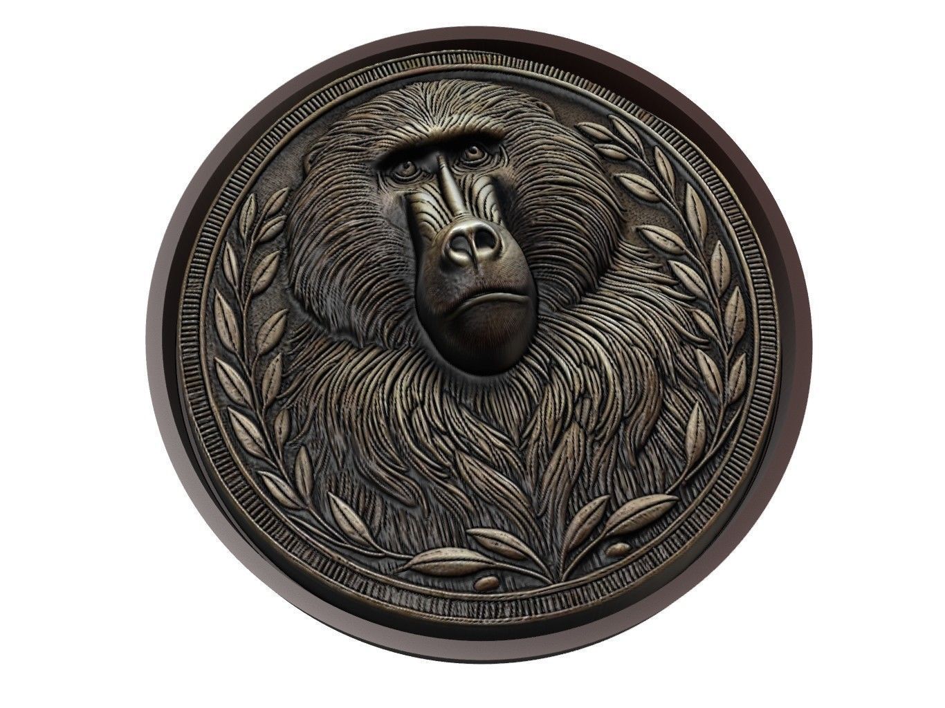 Baboon Animal Medallion 3D print model_1