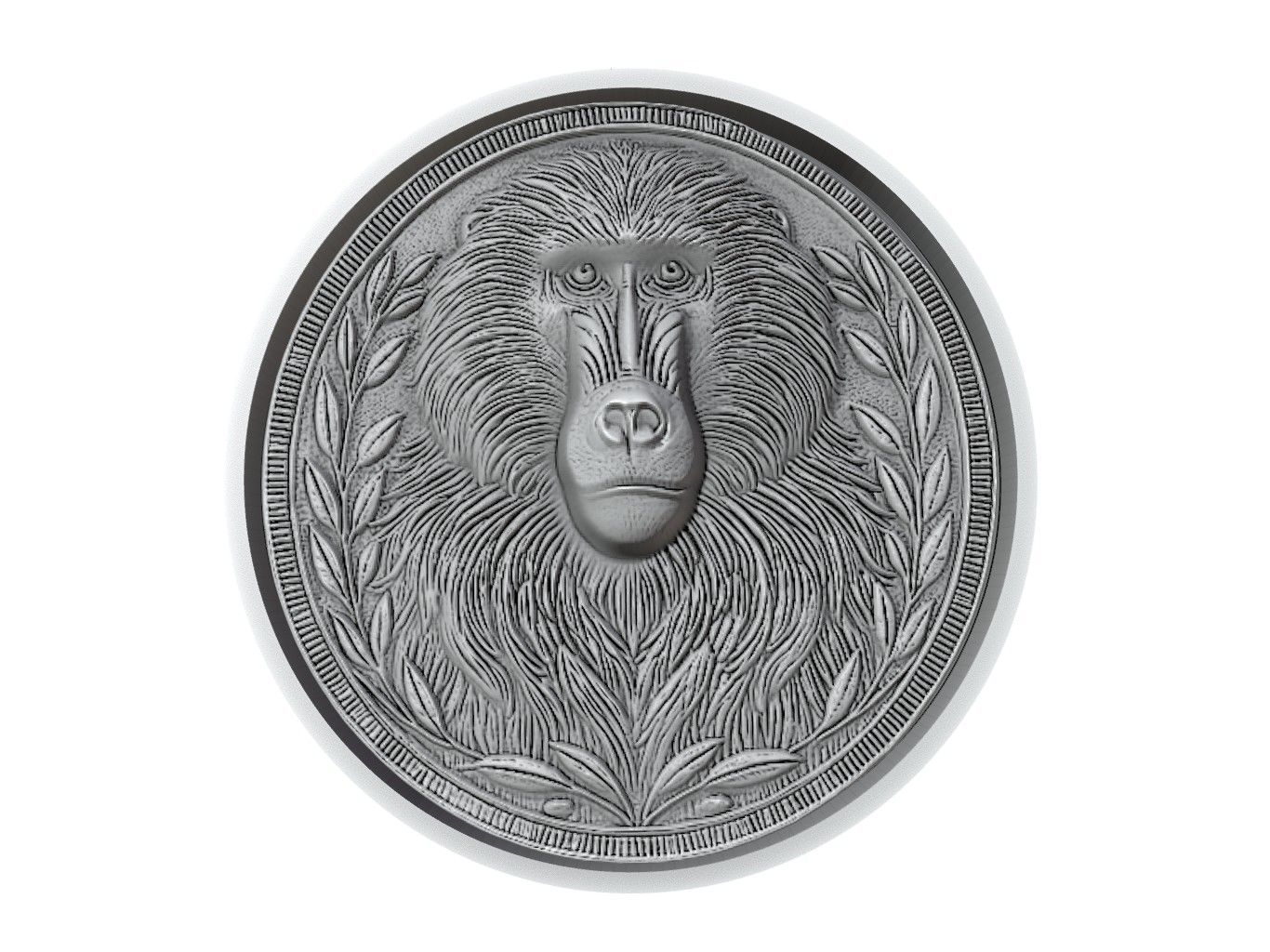 Baboon Animal Medallion 3D print model_2