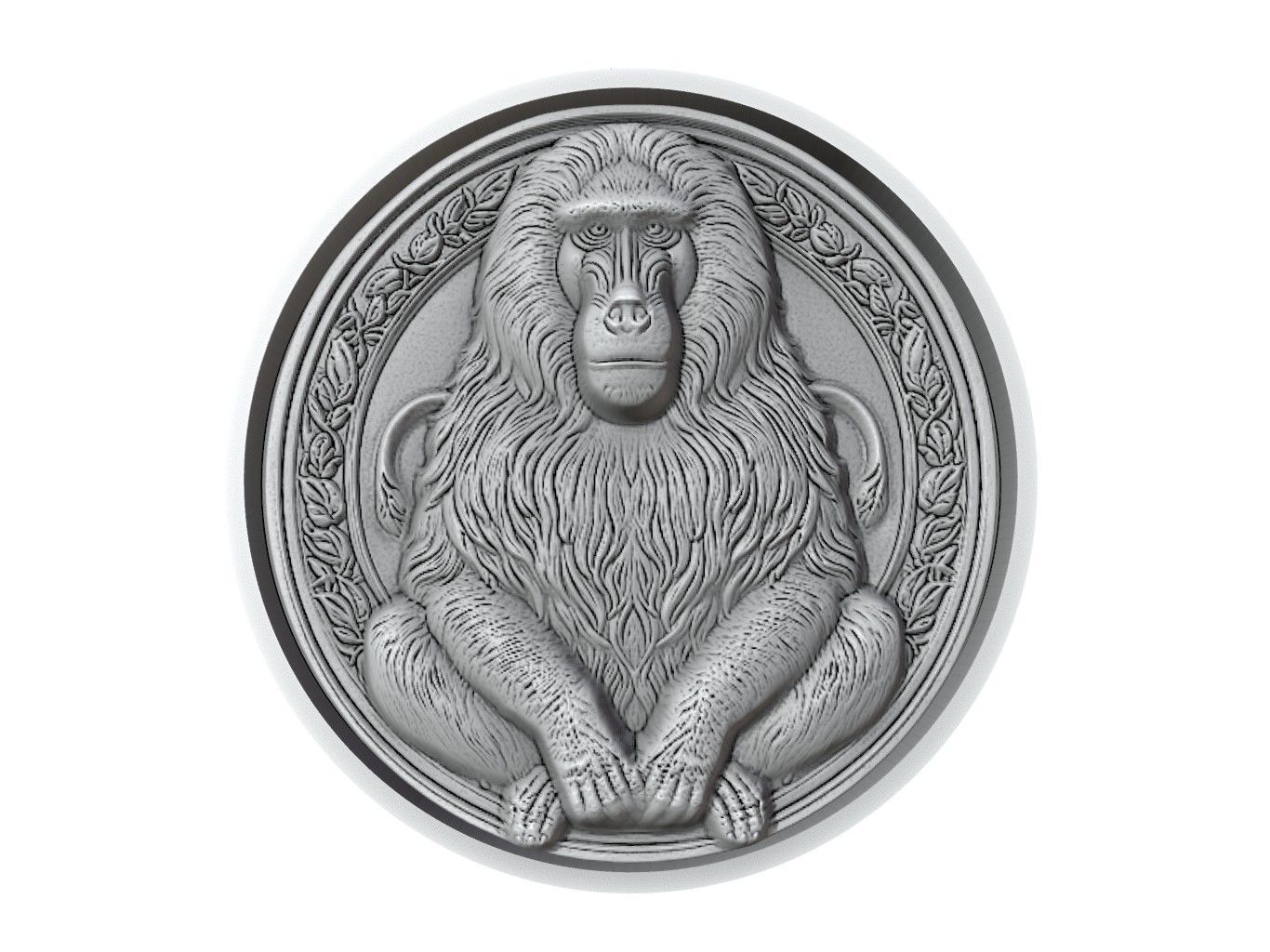 Baboon Animal Medallion 3D print model_2