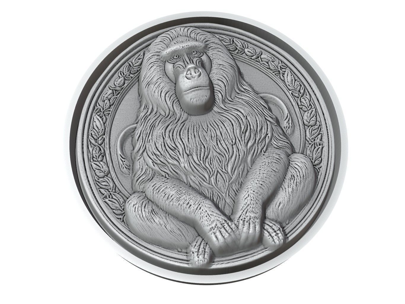 Baboon Animal Medallion 3D print model_3