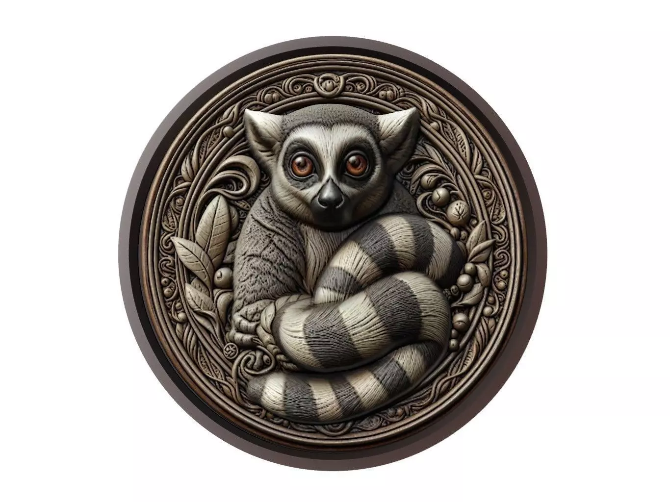 Lemur Animal Medallion 3D print model