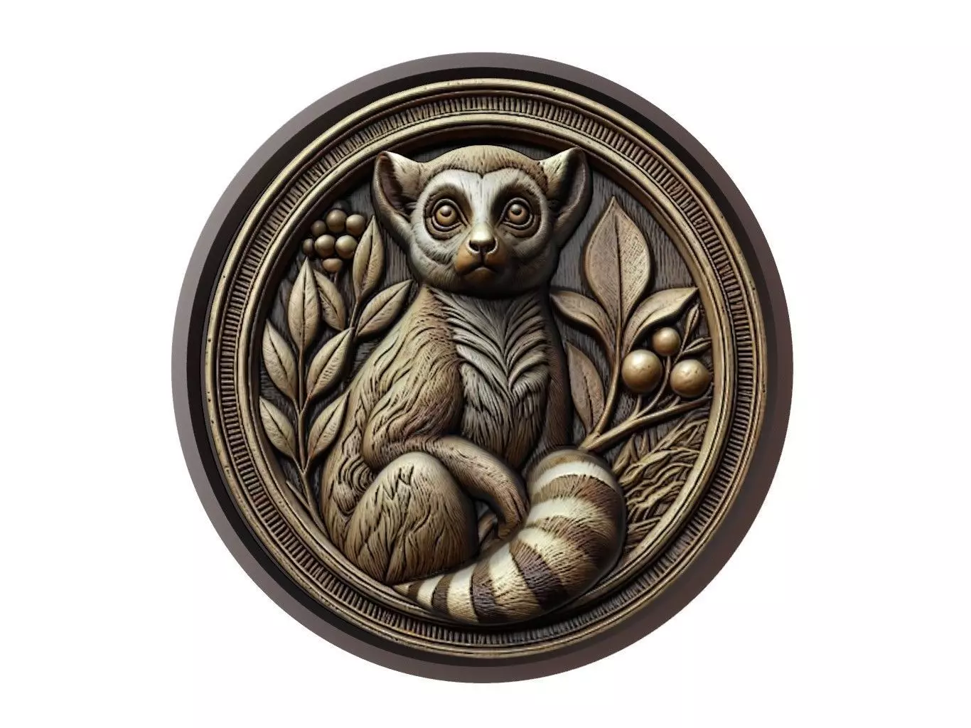 Lemur Animal Medallion 3D print model