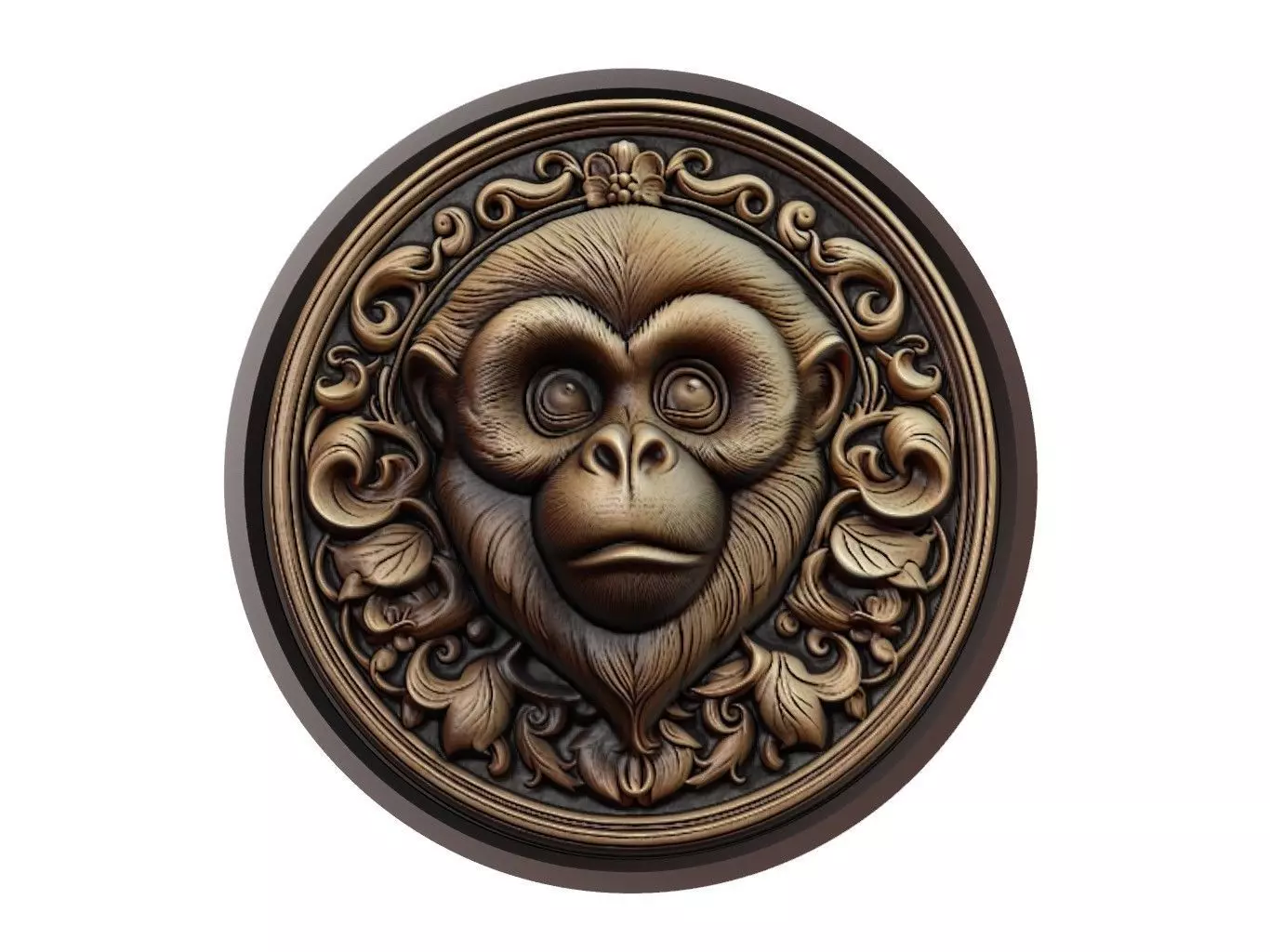 Gibbon Animal Medallion 3D print model_0