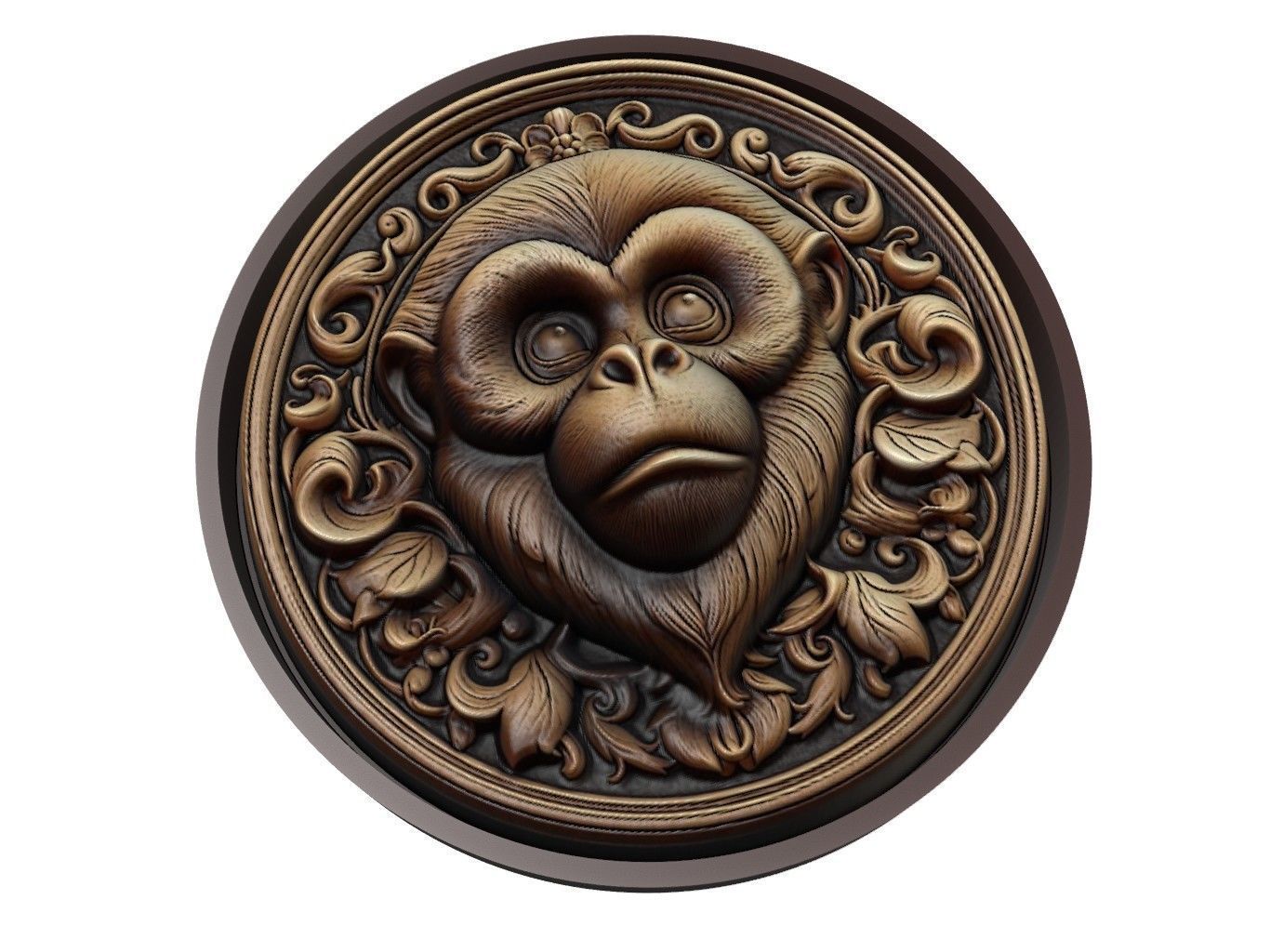 Gibbon Animal Medallion 3D print model_1