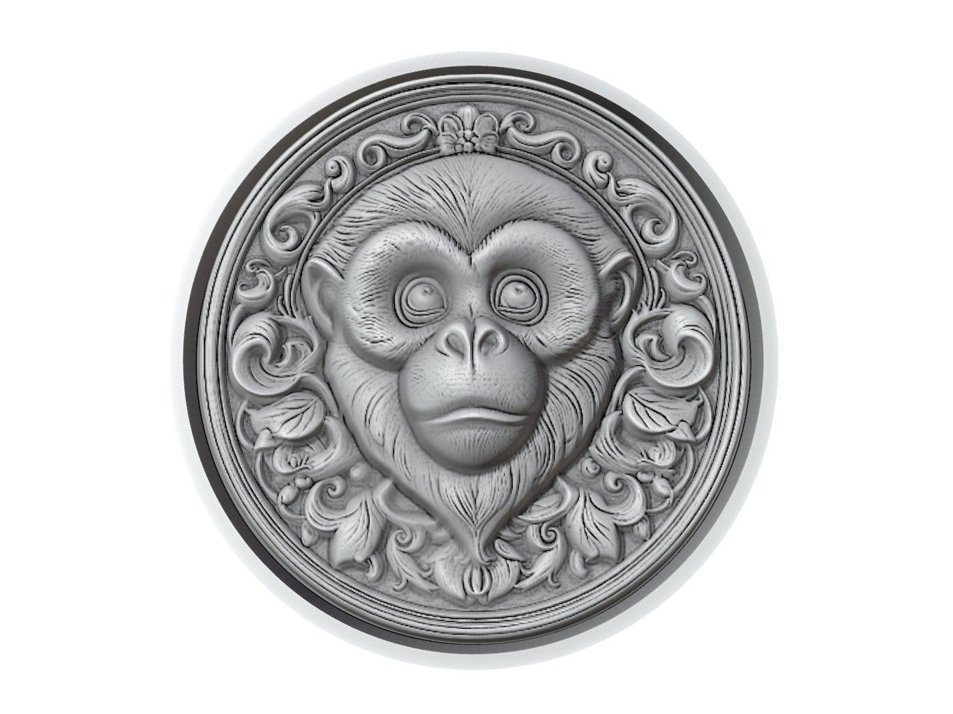 Gibbon Animal Medallion 3D print model_2