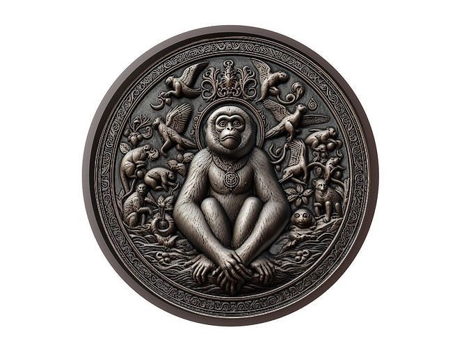 Gibbon Animal Medallion 3D print model