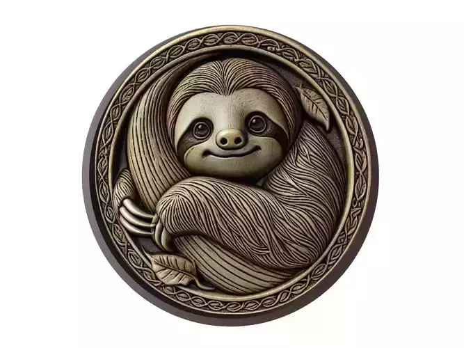 Sloth Animal Medallion 3D print model