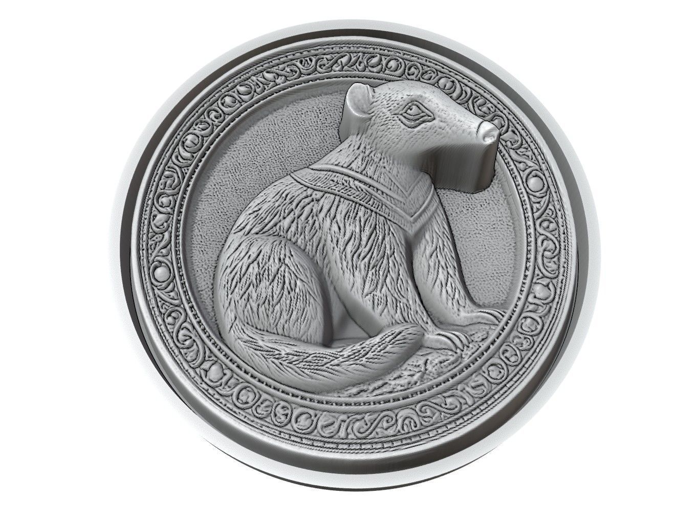 Anteater Animal Medallion 3D print model_3