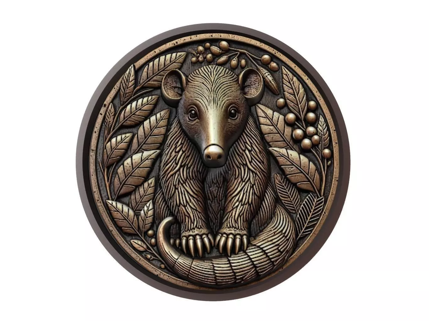 Anteater Animal Medallion 3D print model_0