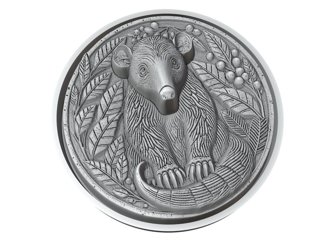 Anteater Animal Medallion 3D print model_3