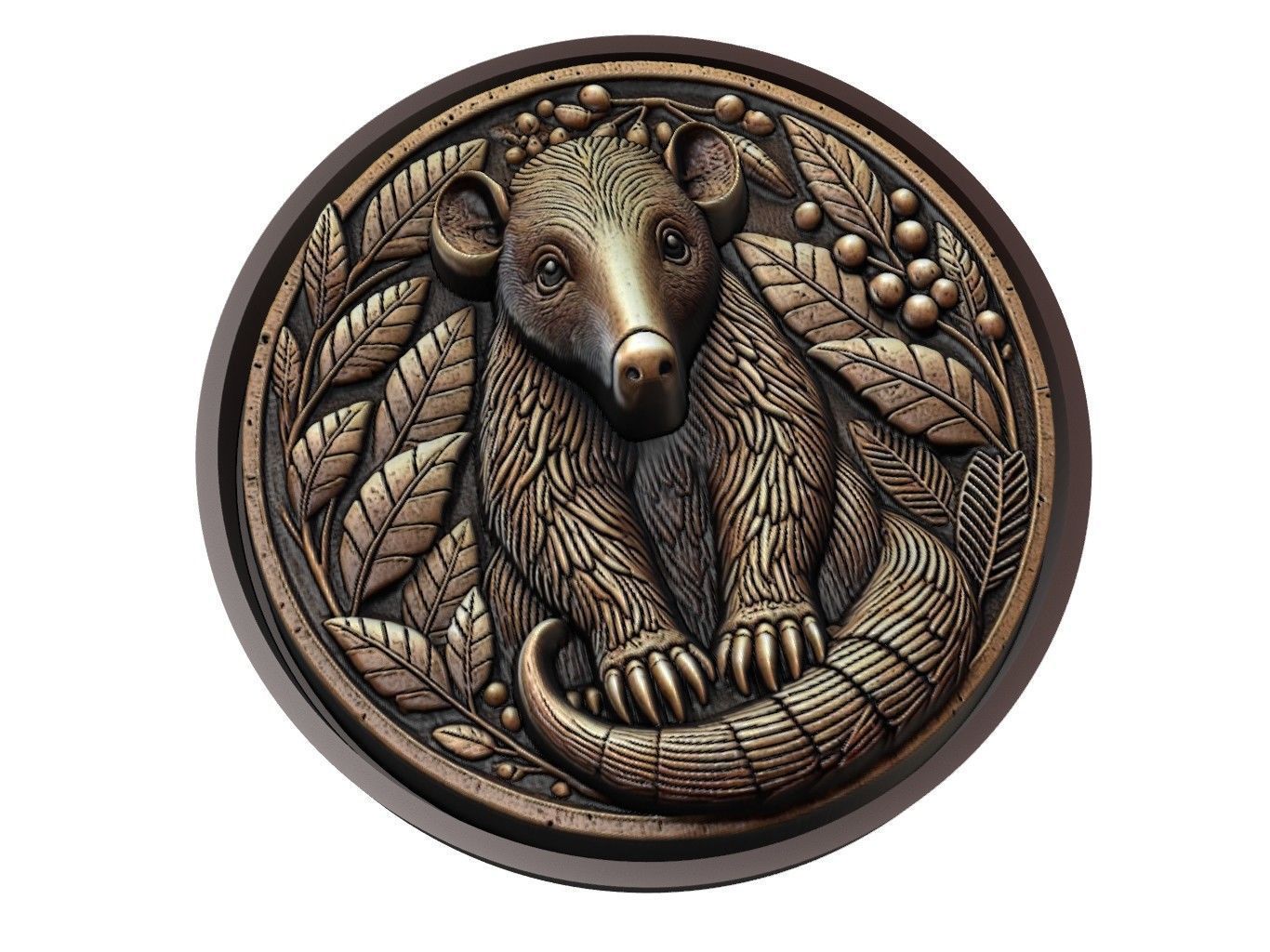 Anteater Animal Medallion 3D print model_1