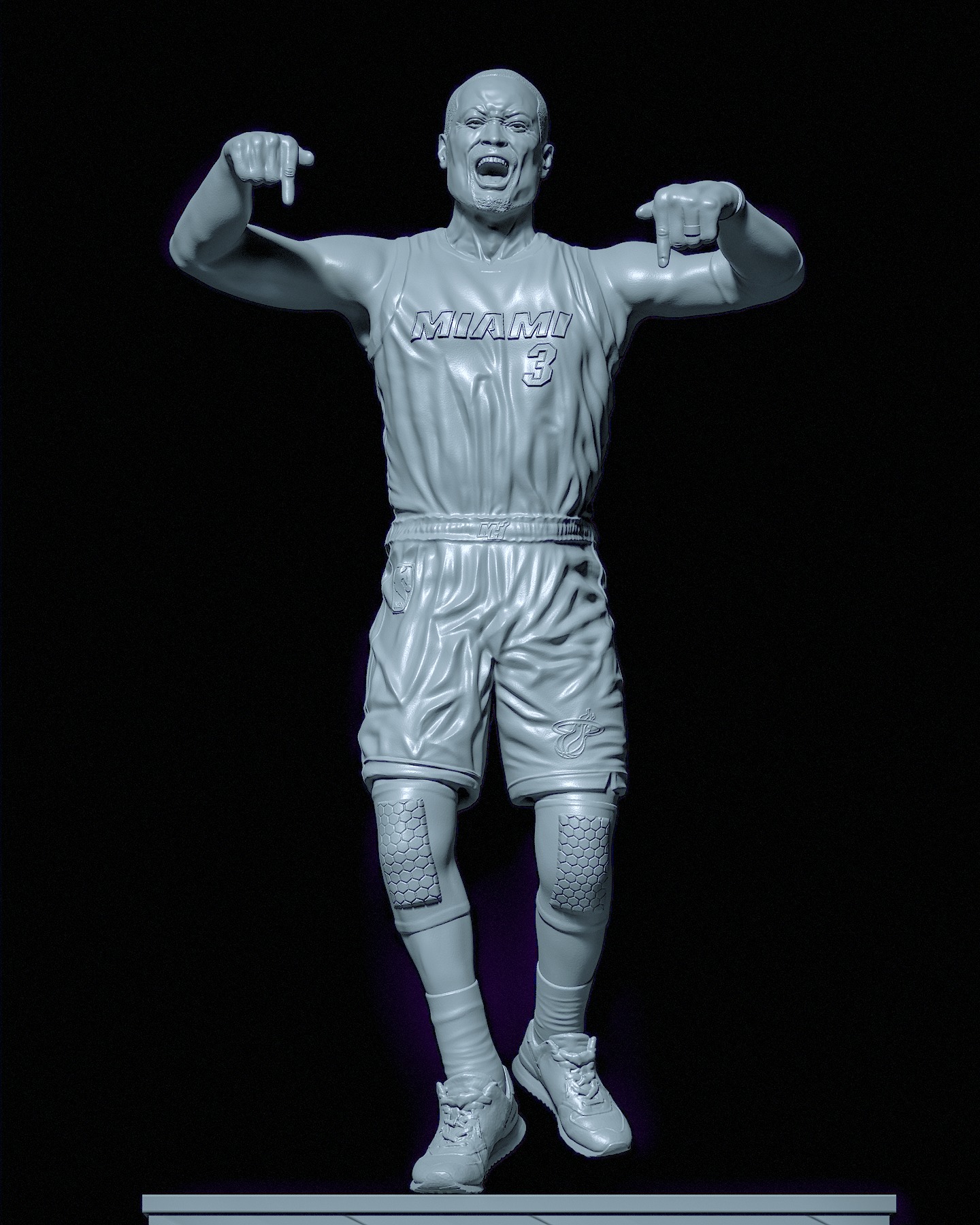 Dwyane Wade basketball player NBA Miami Heat statue 3D print model_4